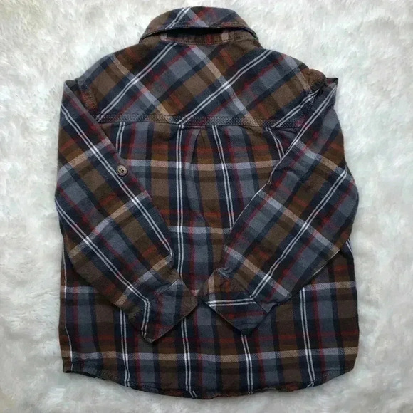 OshKosh Brown/Grey Plaid Button Up Shirt  Size 3T - Picture 8 of 16